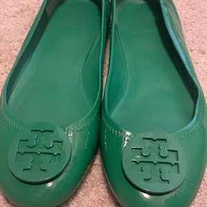 Kelly Green Tory Burch Patent Leather flats